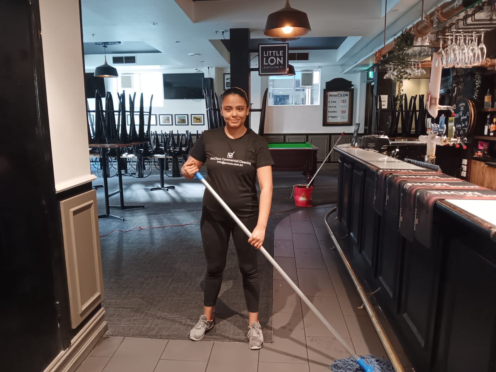 ProClean professional hospitality cleaner sanitizing commercial bar floor